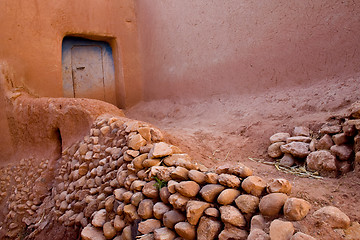 Image showing A pink narrow street 