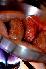 Image showing italian sausage frying