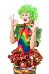 Image showing Portrait of happy female clown