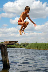 Image showing Summer Beach Wtaer Fun Jump
