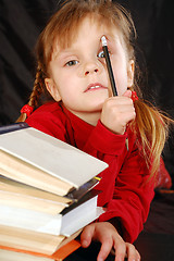 Image showing little girl with books