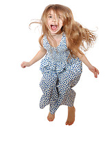 Image showing jumping and screeming happy little girl