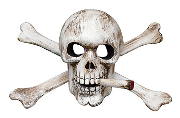 Image showing Skull and Cross Bones with Cigarette 