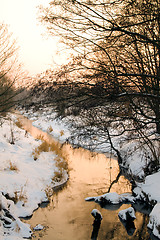 Image showing Sunset over small river