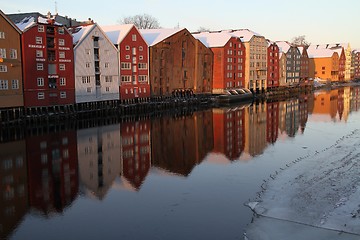 Image showing Old warehouses in Trondheim