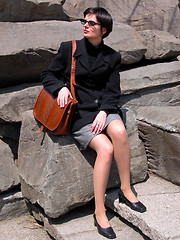 Image showing Woman On Rocks