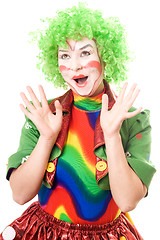 Image showing Cheerful female clown