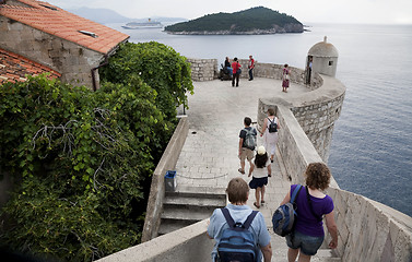 Image showing Walking the town wall