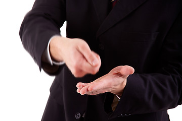 Image showing detail of a businessman making the gesture of a payment