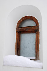 Image showing Frosty Window of Old Orhtodox Chapel