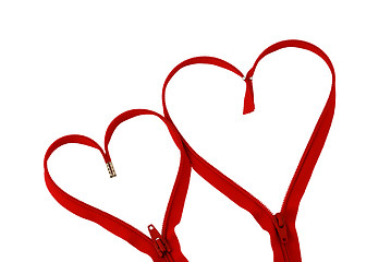 Image showing Valentine day red zipper hearts