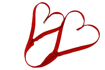 Image showing Valentine day linked red zipper hearts