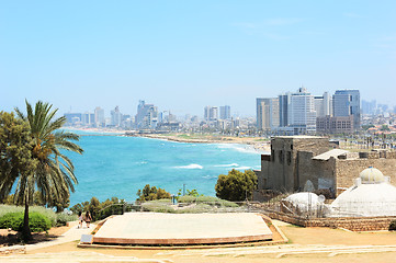 Image showing Sea coast and the view of Tel Aviv