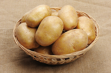 Image showing Potatoes on a sacking