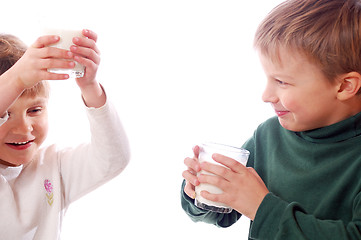 Image showing children drinking milk