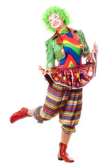 Image showing Happy posing female clown