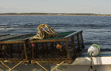 Image showing Lobster trap on a boat