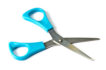Image showing Blue scissors isolated on white 