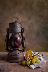 Image showing Lamp and Fruits