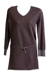 Image showing Brown knitted gown with belt