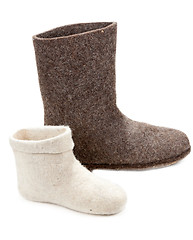 Image showing Pair light and dark big woolly lock footwear