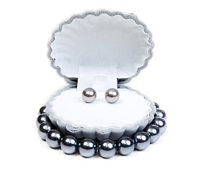 Image showing Earrings in small box and necklace