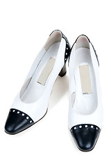 Image showing White feminine varnished loafers