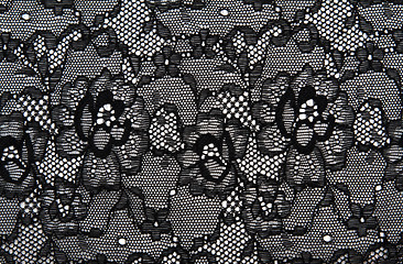 Image showing Background from black lace with pattern with form flower