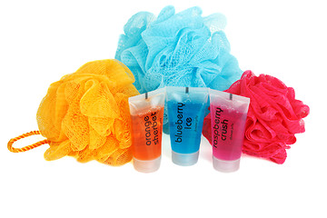 Image showing Set for bath colour sponges