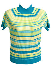 Image showing Feminine striped sweater with short sleeve