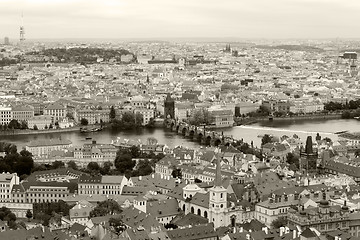 Image showing View of Prague from the top monochrome