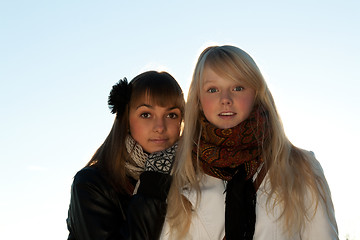 Image showing Two young beautiful girls