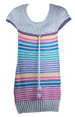 Image showing Knitted striped varicoloured feminine gown