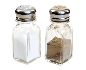 Image showing Glass saltcellar and pepper shaker