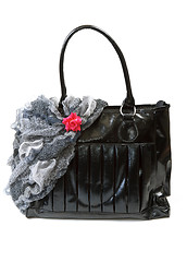 Image showing Feminine bag with scarf and red rose