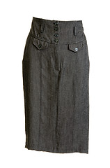 Image showing Gray feminine skirt with button