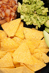 Image showing Nachos and dips