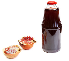 Image showing Bottle of juice and ripe piece grenade