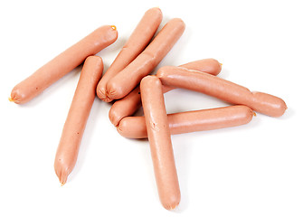 Image showing Pile of raw sausages