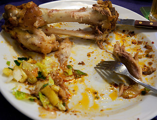 Image showing Leftover food on a plate