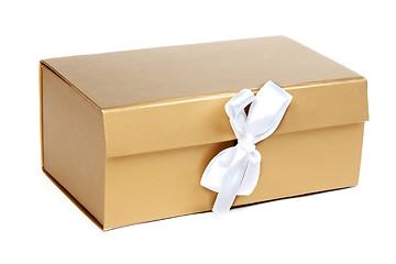 Image showing Golden gift box with a bow