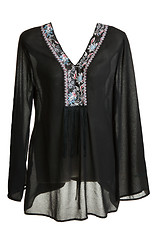 Image showing Feminine blackenning blouse with decoration by collar