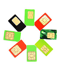 Image showing Eight colorful sim card