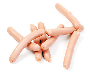 Image showing Pile of raw sausages