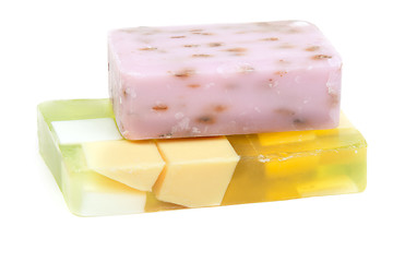Image showing Green and purple fruit soap