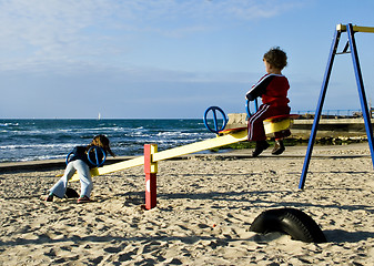 Image showing swing on the  beach