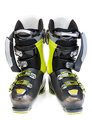 Image showing Pair green-dark ski shoe