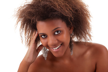 Image showing beautiful black  woman, smiling