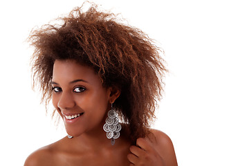 Image showing beautiful black  woman, smiling