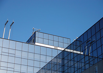 Image showing Blue modern architectural structures in Kyoto  Station,Japan